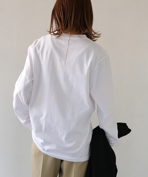 HER CLOSET（ハークローゼット）の「【shemoshelly】WEB限定ニュアンスパネルロゴロンT（Tシャツ/カットソー・レディース・ブラウン/グレイッシュベージュ/ブルー・L/S/M）」の18枚目の写真