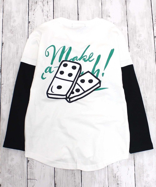 セール】USコットンちょいBIGレイヤード風ロンT（Tシャツ/カットソー