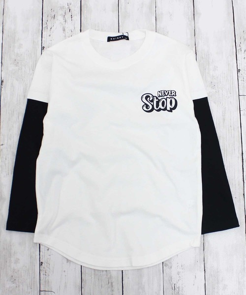 セール】USコットンちょいBIGレイヤード風ロンT（Tシャツ