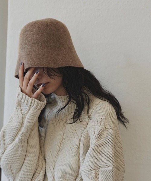 hellam（へラム）の「バケットハット/フェルトバケットハット（ハット・レディース・ブラック/ベージュ・FREE）」の2枚目の写真