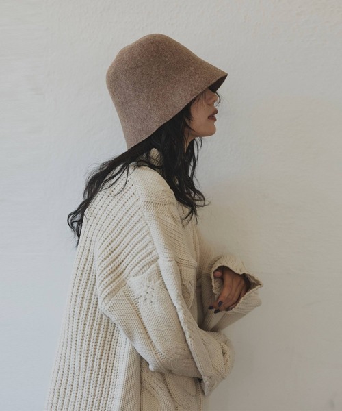 hellam（へラム）の「バケットハット/フェルトバケットハット（ハット・レディース・ブラック/ベージュ・FREE）」の4枚目の写真