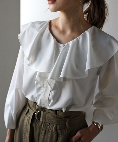 フリルカラーシャツ（シャツ/ブラウス）｜Bonjour Sagan（ボンジュール