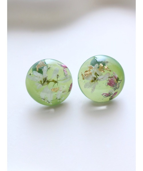 tone（トーン）の「【chiguhagu】【chiguhagu】押花のピアス(MA)（ピアス（両耳用）・レディース・グリーン・FREE）」の3枚目の写真