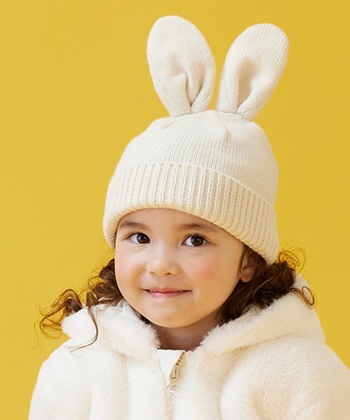 petit main（プティマイン）の「耳つきニットキャップ（キャップ・キッズ・ライトグレー/アイボリー/ブラック/モカ・50cm/52cm/54cm）」の2枚目の写真