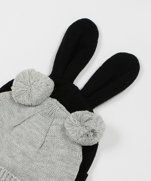 petit main（プティマイン）の「耳つきニットキャップ（キャップ・キッズ・ライトグレー/アイボリー/ブラック/モカ・50cm/52cm/54cm）」の6枚目の写真