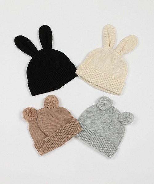 petit main（プティマイン）の「耳つきニットキャップ（キャップ・キッズ・ライトグレー/アイボリー/ブラック/モカ・50cm/52cm/54cm）」の7枚目の写真
