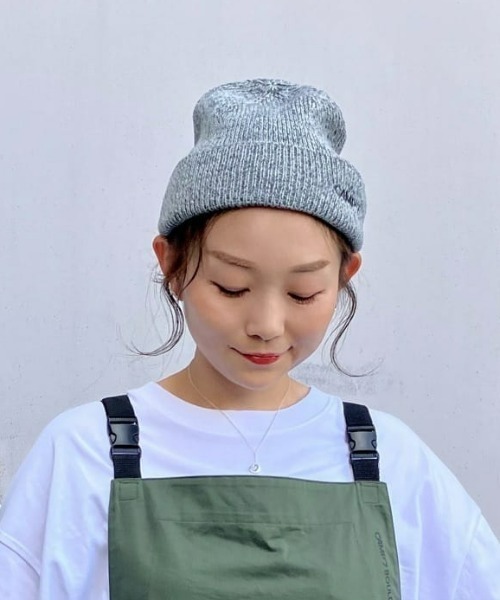 CAMP7（キャンプセブン）の「【CAMP7】サイドロゴ刺繍浅ワッチ（ニットキャップ/ビーニー・レディース・グレー/オレンジ/ブラック・フリー）」の3枚目の写真