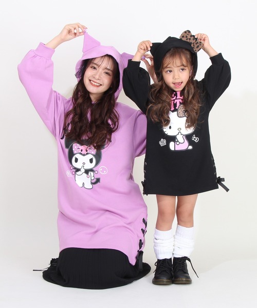 BABYDOLL（ベビードール）の「親子お揃い サンリオ レースアップ ワンピース 8759A（ワンピース・レディース・ブラック/パープル・F）」の14枚目の写真