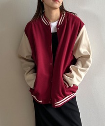 【UNISEX】 ビッグシルエット ゆるだぼ袖　スウェットスタジャン レディース