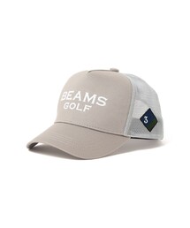 BEAMS GOLF×Golfickers グレーキャップ ビームスゴルフ メッシュキャップ グレー×ピンク ロゴ刺しゅう