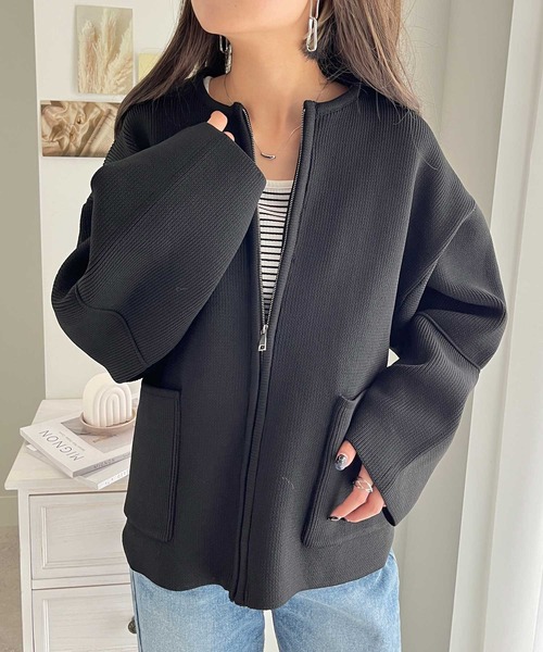 【セール】ランタンスリーブジップブルゾン（カーディガン/ボレロ）｜GeeRA（ジーラ）