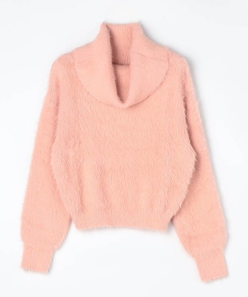 NICOLE white(ニコルホワイト)の「フェザーヤーン オフタートルネック プルオーバー(ニット/セーター・レディース・チャコールグレー/ピンク/イエロー/オフホワイト/ネイビー・FREE)」の6枚目の写真