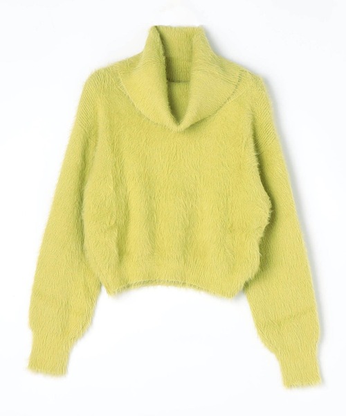 NICOLE white(ニコルホワイト)の「フェザーヤーン オフタートルネック プルオーバー(ニット/セーター・レディース・チャコールグレー/ピンク/イエロー/オフホワイト/ネイビー・FREE)」の7枚目の写真