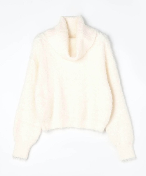 NICOLE white(ニコルホワイト)の「フェザーヤーン オフタートルネック プルオーバー(ニット/セーター・レディース・チャコールグレー/ピンク/イエロー/オフホワイト/ネイビー・FREE)」の8枚目の写真
