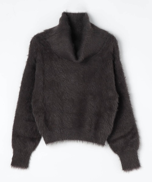 NICOLE white(ニコルホワイト)の「フェザーヤーン オフタートルネック プルオーバー(ニット/セーター・レディース・チャコールグレー/ピンク/イエロー/オフホワイト/ネイビー・FREE)」の9枚目の写真