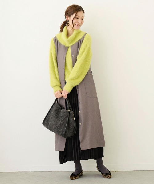 NICOLE white(ニコルホワイト)の「フェザーヤーン オフタートルネック プルオーバー(ニット/セーター・レディース・チャコールグレー/ピンク/イエロー/オフホワイト/ネイビー・FREE)」の22枚目の写真