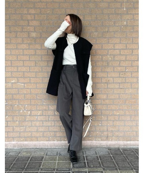 Re:EDIT（リエディ）の「[2024-25 WINTER COLLECTION][低身長/高身長サイズ有]微起毛ツイルダブルタックワイドパンツ（その他パンツ・レディース・ブラック/グレー/アイボリー/ブラウン・LARGE/X-LARGE/SHORT/MEDIUM/SMALL/TALL）」の11枚目の写真