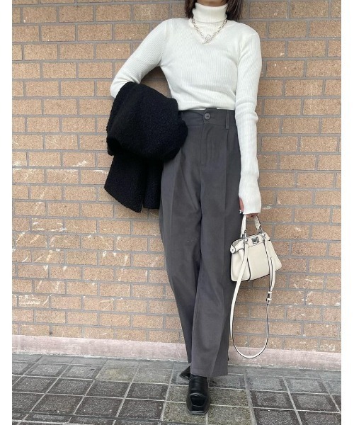 Re:EDIT（リエディ）の「[2024-25 WINTER COLLECTION][低身長/高身長サイズ有]微起毛ツイルダブルタックワイドパンツ（その他パンツ・レディース・ブラック/グレー/アイボリー/ブラウン・LARGE/X-LARGE/SHORT/MEDIUM/SMALL/TALL）」の12枚目の写真