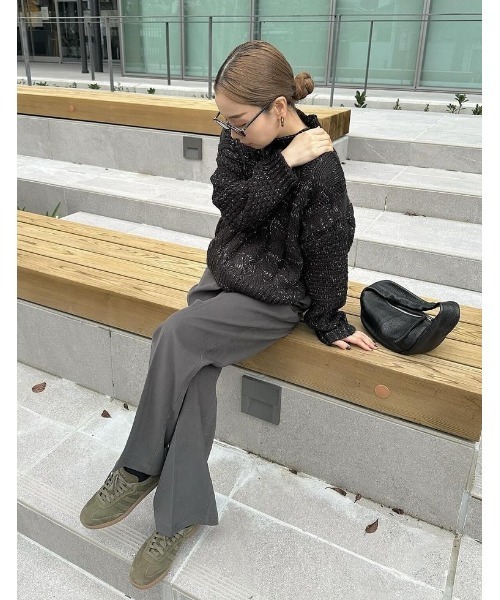 Re:EDIT（リエディ）の「[2024-25 WINTER COLLECTION][低身長/高身長サイズ有]微起毛ツイルダブルタックワイドパンツ（その他パンツ・レディース・ブラック/グレー/アイボリー/ブラウン・LARGE/X-LARGE/SHORT/MEDIUM/SMALL/TALL）」の15枚目の写真