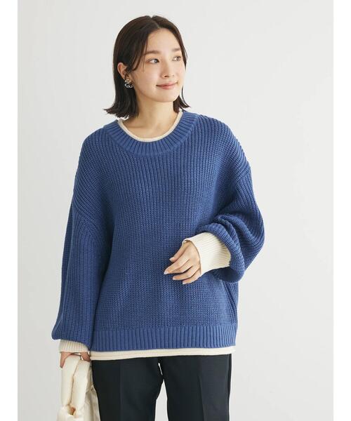 Petit fleur（プチフルール）の「・Petit　Fleur　レイヤード風ハイショクニット（ニット/セーター・レディース・イエロー/ブルー/ブラック/グリーン・FREE）」の8枚目の写真