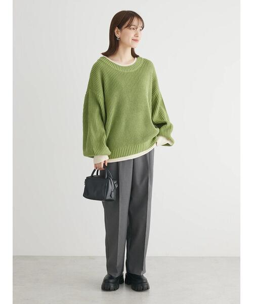 Petit fleur（プチフルール）の「・Petit　Fleur　レイヤード風ハイショクニット（ニット/セーター・レディース・イエロー/ブルー/ブラック/グリーン・FREE）」の17枚目の写真