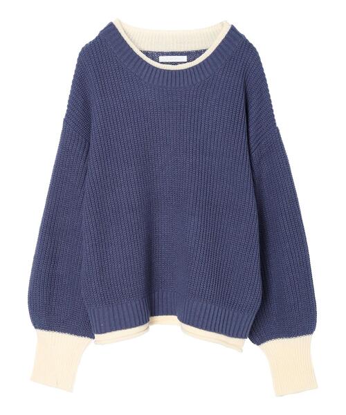 Petit fleur（プチフルール）の「・Petit　Fleur　レイヤード風ハイショクニット（ニット/セーター・レディース・イエロー/ブルー/ブラック/グリーン・FREE）」の21枚目の写真