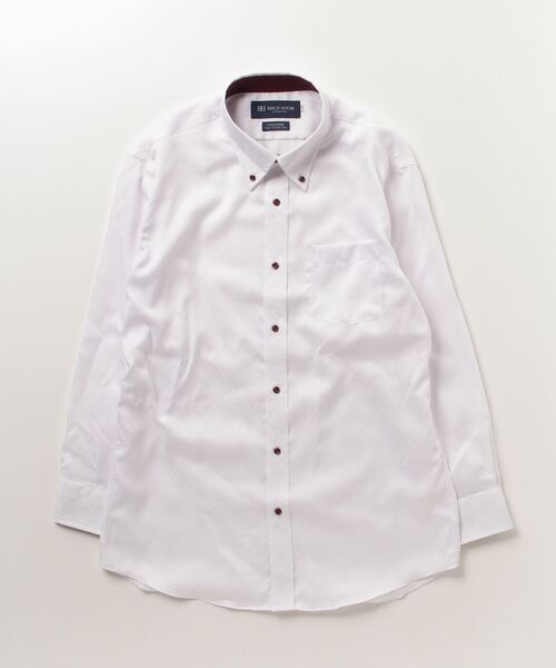 TOKYO SHIRTS（トウキョウシャツ）の「超形態安定ノーアイロン ボタンダウン 長袖ビジネスワイシャツ（ビジネスシャツ・メンズ・ライトピンク・首回り39cm-裄丈80cm/首回り43cm-裄丈82cm/首回り42cm-裄丈82cm/首回り39cm-裄丈84cm/首回り41cm-裄丈82cm/首回り43cm-裄丈86cm/首回り42cm-裄丈86cm/首回り41cm-裄丈86cm/首回り37cm-裄丈80cm/首回り37cm-裄丈84cm）」の5枚目の写真