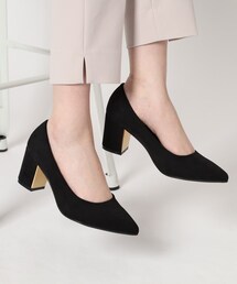 ESPERANZA（エスペランサ）の「ゴールドプレート付きブロックヒールポインテッドトゥパンプス【ESPERANZA＿blanca】（パンプス）」