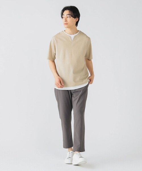 BEAMS HEART(ビームスハート)の「スリットネック フェイクレイヤー Tシャツ(接触冷感)(Tシャツ/カットソー・メンズ・グリーン系その他/ブルー系その他/ベージュ・S/M/L/XL)」の5枚目の写真