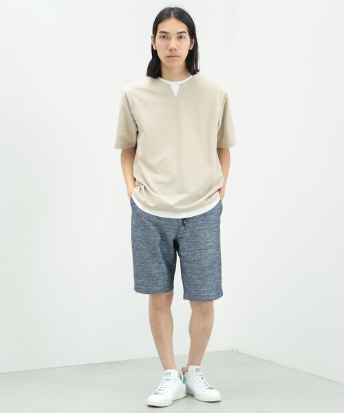 BEAMS HEART(ビームスハート)の「スリットネック フェイクレイヤー Tシャツ(接触冷感)(Tシャツ/カットソー・メンズ・グリーン系その他/ブルー系その他/ベージュ・S/M/L/XL)」の8枚目の写真