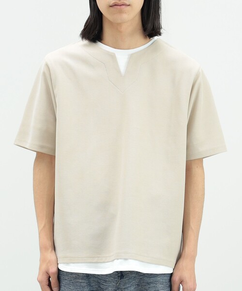 BEAMS HEART(ビームスハート)の「スリットネック フェイクレイヤー Tシャツ(接触冷感)(Tシャツ/カットソー・メンズ・グリーン系その他/ブルー系その他/ベージュ・S/M/L/XL)」の17枚目の写真