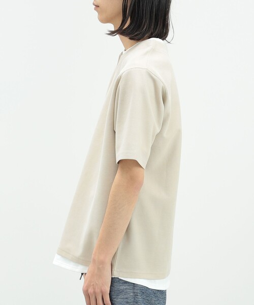 BEAMS HEART(ビームスハート)の「スリットネック フェイクレイヤー Tシャツ(接触冷感)(Tシャツ/カットソー・メンズ・グリーン系その他/ブルー系その他/ベージュ・S/M/L/XL)」の16枚目の写真
