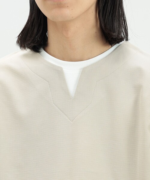 BEAMS HEART(ビームスハート)の「スリットネック フェイクレイヤー Tシャツ(接触冷感)(Tシャツ/カットソー・メンズ・グリーン系その他/ブルー系その他/ベージュ・S/M/L/XL)」の14枚目の写真