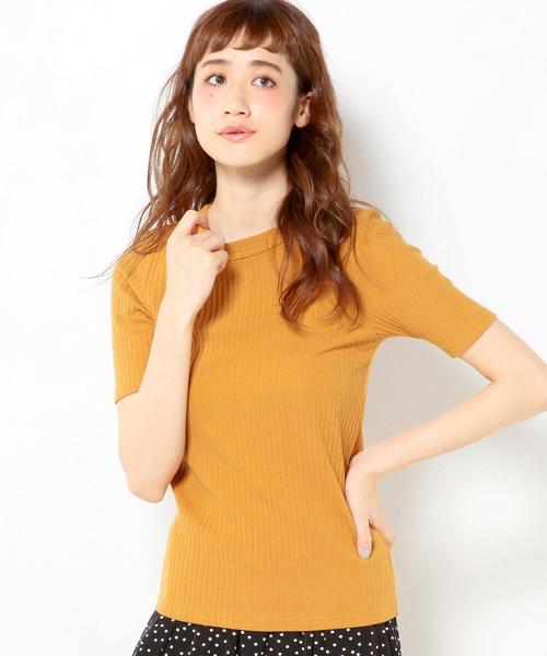 Another Edition（アナザーエディション）の「リブショートスリーブTシャツ/AEBC　リブ　SSLTee◆（Tシャツ/カットソー・レディース・オフホワイト/ライトグレー/マスタード/ネイビー・フリー）」の4枚目の写真