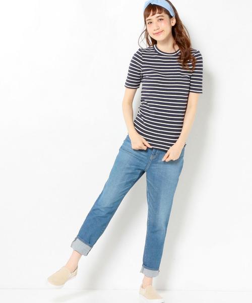 Another Edition（アナザーエディション）の「リブショートスリーブTシャツ/AEBC　リブ　SSLTee◆（Tシャツ/カットソー・レディース・オフホワイト/ライトグレー/マスタード/ネイビー・フリー）」の17枚目の写真