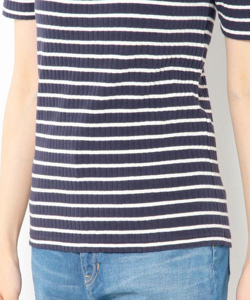 Another Edition（アナザーエディション）の「リブショートスリーブTシャツ/AEBC　リブ　SSLTee◆（Tシャツ/カットソー・レディース・オフホワイト/ライトグレー/マスタード/ネイビー・フリー）」の12枚目の写真
