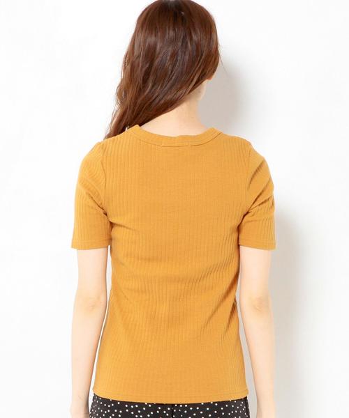 Another Edition（アナザーエディション）の「リブショートスリーブTシャツ/AEBC　リブ　SSLTee◆（Tシャツ/カットソー・レディース・オフホワイト/ライトグレー/マスタード/ネイビー・フリー）」の6枚目の写真
