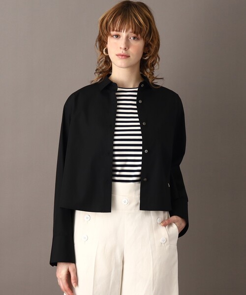 DRESSTERIOR(ドレステリア)の「【UVカット/接触冷感/防シワ】ブロードクロップドシャツ(シャツ/ブラウス・レディース・オフホワイト/ブラック・38/36/34)」の2枚目の写真