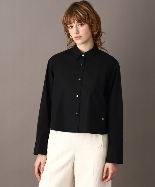 DRESSTERIOR(ドレステリア)の「【UVカット/接触冷感/防シワ】ブロードクロップドシャツ(シャツ/ブラウス・レディース・オフホワイト/ブラック・38/36/34)」の14枚目の写真