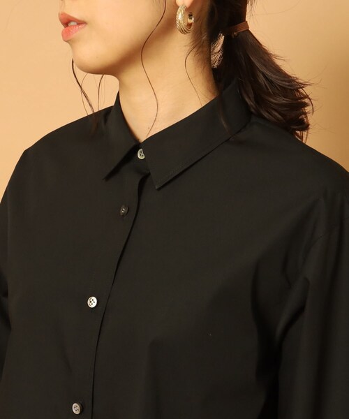DRESSTERIOR(ドレステリア)の「【UVカット/接触冷感/防シワ】ブロードクロップドシャツ(シャツ/ブラウス・レディース・オフホワイト/ブラック・38/36/34)」の5枚目の写真