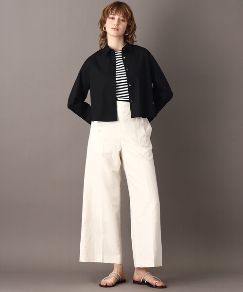 DRESSTERIOR(ドレステリア)の「【UVカット/接触冷感/防シワ】ブロードクロップドシャツ(シャツ/ブラウス・レディース・オフホワイト/ブラック・38/36/34)」の11枚目の写真