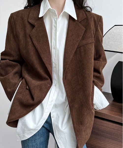 kirakiraShop(キラキラショップ)の「メンズ ライク シンプル オーバー シャツ(シャツ/ブラウス・レディース・ホワイト/チャコールグレー・M/L)」の3枚目の写真