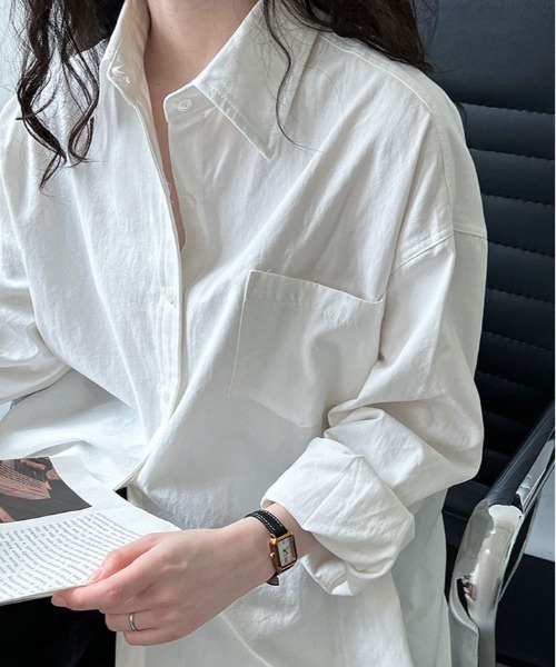 kirakiraShop(キラキラショップ)の「メンズ ライク シンプル オーバー シャツ(シャツ/ブラウス・レディース・ホワイト/チャコールグレー・M/L)」の20枚目の写真