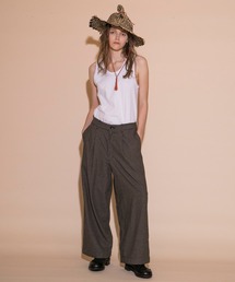 【my beautiful landlet】COTTON TWEED TUCK WIDE PANTS