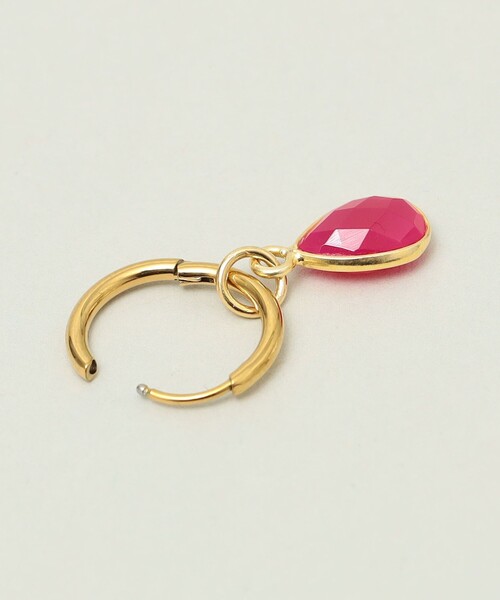 quaranciel(カランシエル)の「quaranciel: カラー ストーン フープ ピアス(ピアス(両耳用)・レディース・ホワイト/ピンク・ONE SIZE)」の6枚目の写真