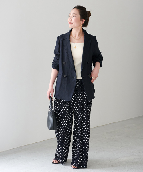 タグ付き　B.C STOCK フレンチリネンテーラードジャケット　ネイビー B.C STOCK（ベーセーストック）の「フレンチリネンテーラード