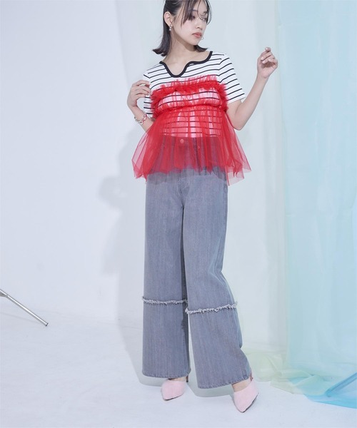 miette（ミエット）の「チュールフリルベアビスチェ（チューブトップ・レディース・レッド/ブラック/ブルー・FREE）」の6枚目の写真