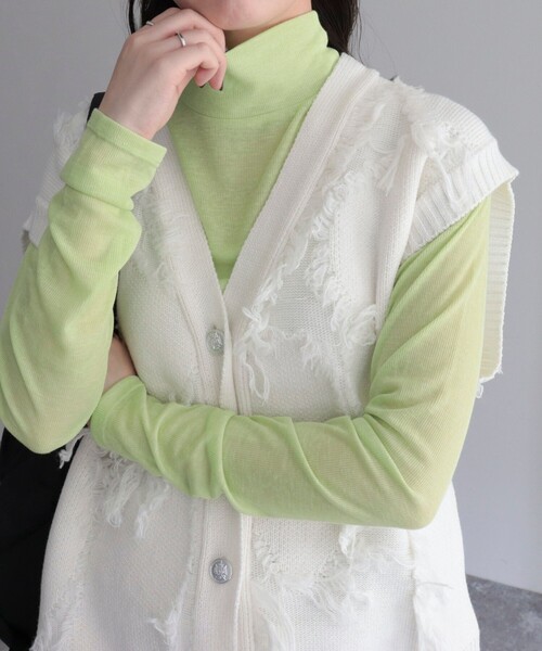 fredy emue（フレディエミュ）の「シアーテレコタートルネックプルオーバー（Tシャツ/カットソー・レディース・アイボリー/サックスブルー/チャコールグレー/イエロー・38）」の15枚目の写真