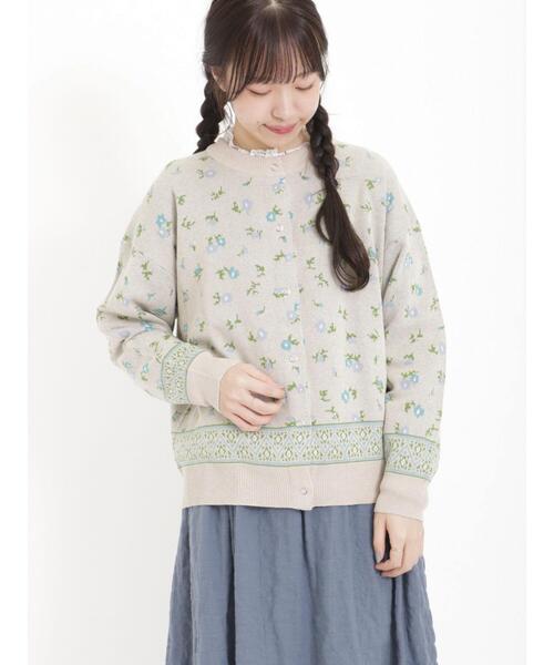 Samansa Mos2（サマンサ モスモス）の「花柄ドットボタンカーディガン