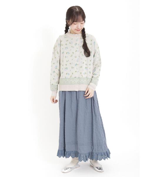 Samansa Mos2(サマンサ モスモス)の「花柄ドットボタンカーディガン(カーディガン/ボレロ・レディース・ベージュ/キナリ/ブルー/ブラック・F)」の13枚目の写真